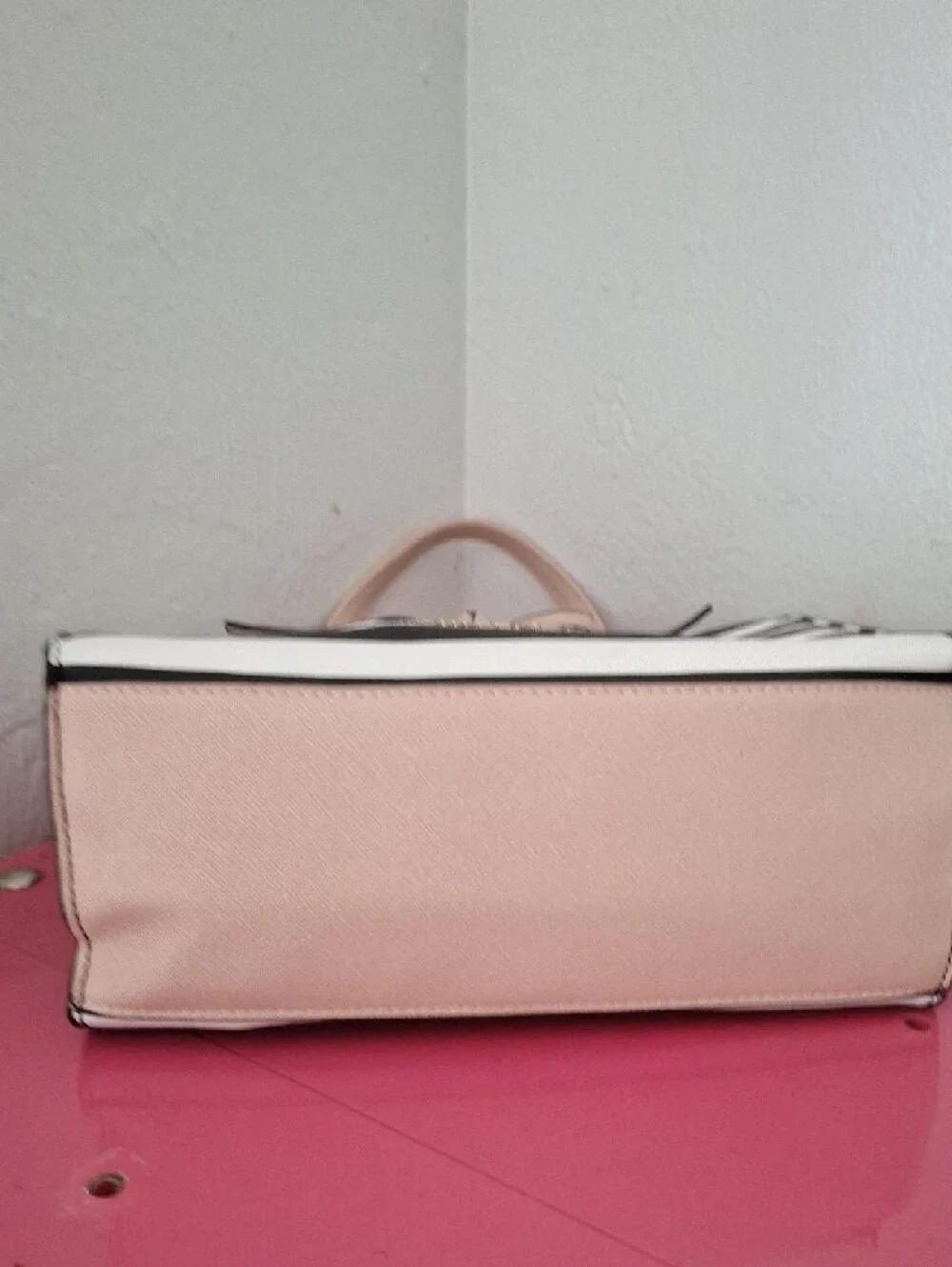 Christian Siriano Striped Black & White Tote with Blush Handles 9